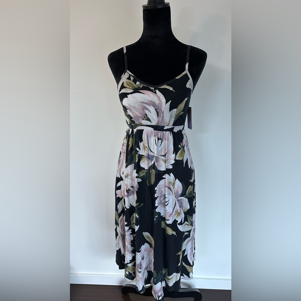 Target Navy & Pink Floral Midi Dress with Built-in Bra